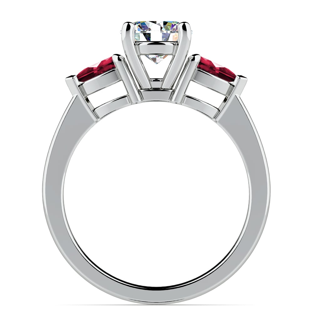 Pear Shaped Ruby 3 Stone Engagement Ring In Platinum | 02