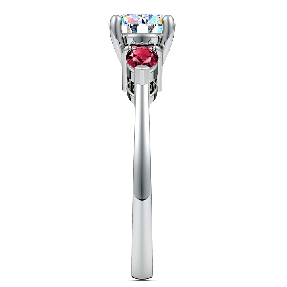 Pear Shaped Ruby 3 Stone Engagement Ring In Platinum | 03