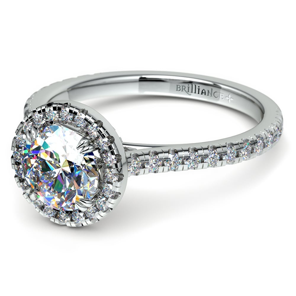 Petite Halo Diamond Engagement Ring in White Gold | Thumbnail 04