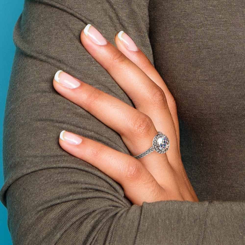 Petite Halo Diamond Engagement Ring in White Gold | Thumbnail 07