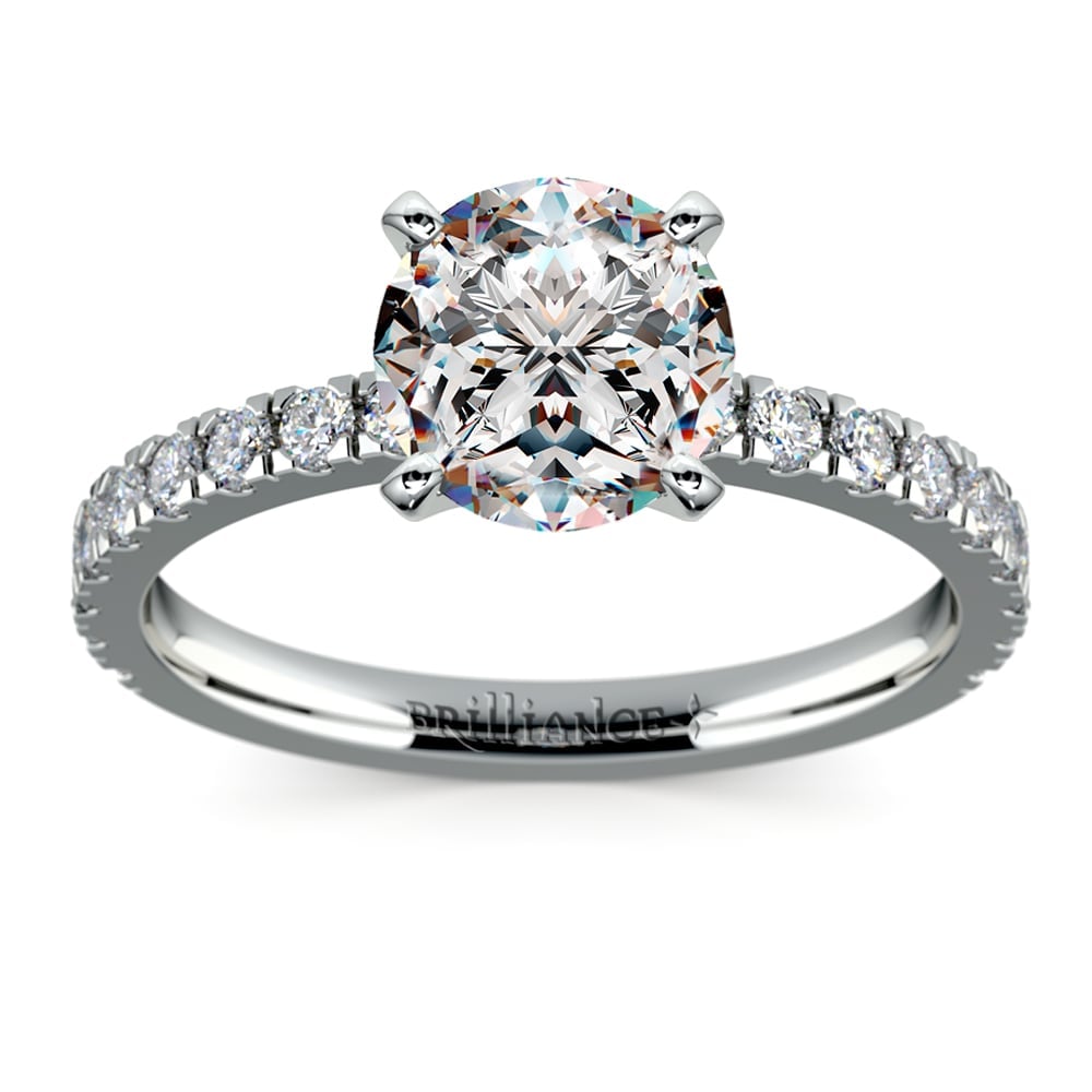 Petite Pave Diamond Engagement Ring in Platinum (1/3 ctw) | 01