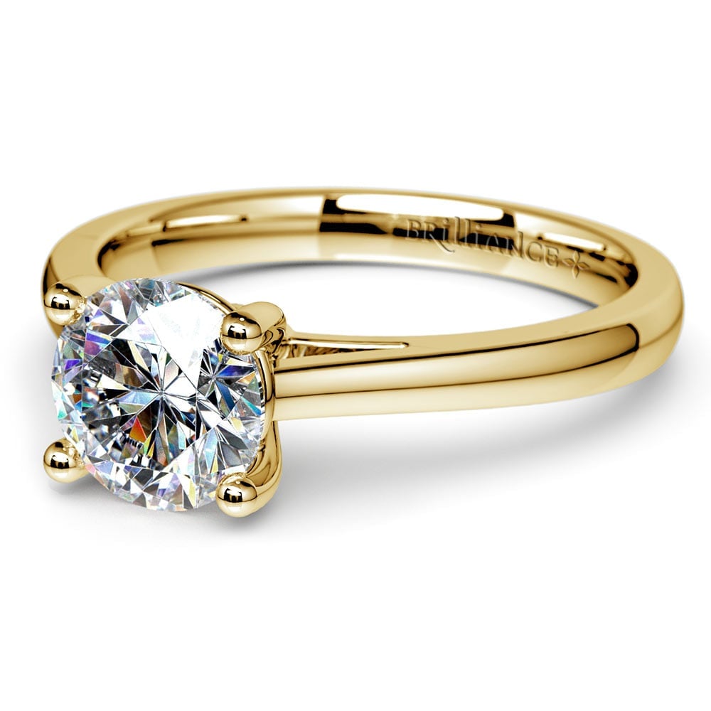 Moissanite Solitaire Engagement Ring In Yellow Gold (6.5 mm) | 01