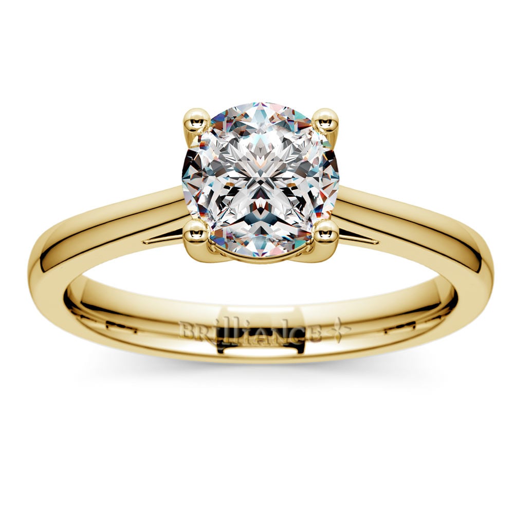 Moissanite Solitaire Engagement Ring In Yellow Gold (6.5 mm) | 02