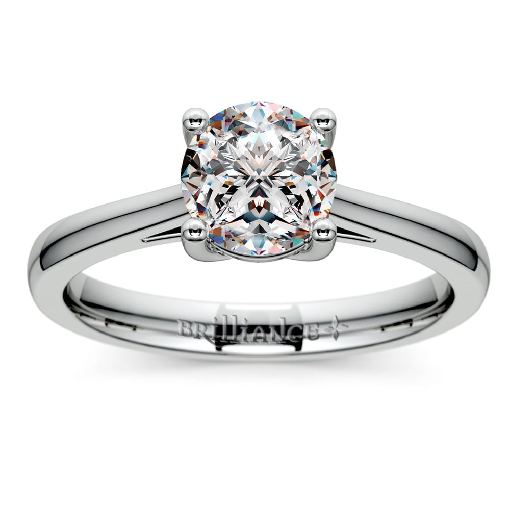 Petite Round 6mm Moissanite Engagement Ring In White Gold | 02
