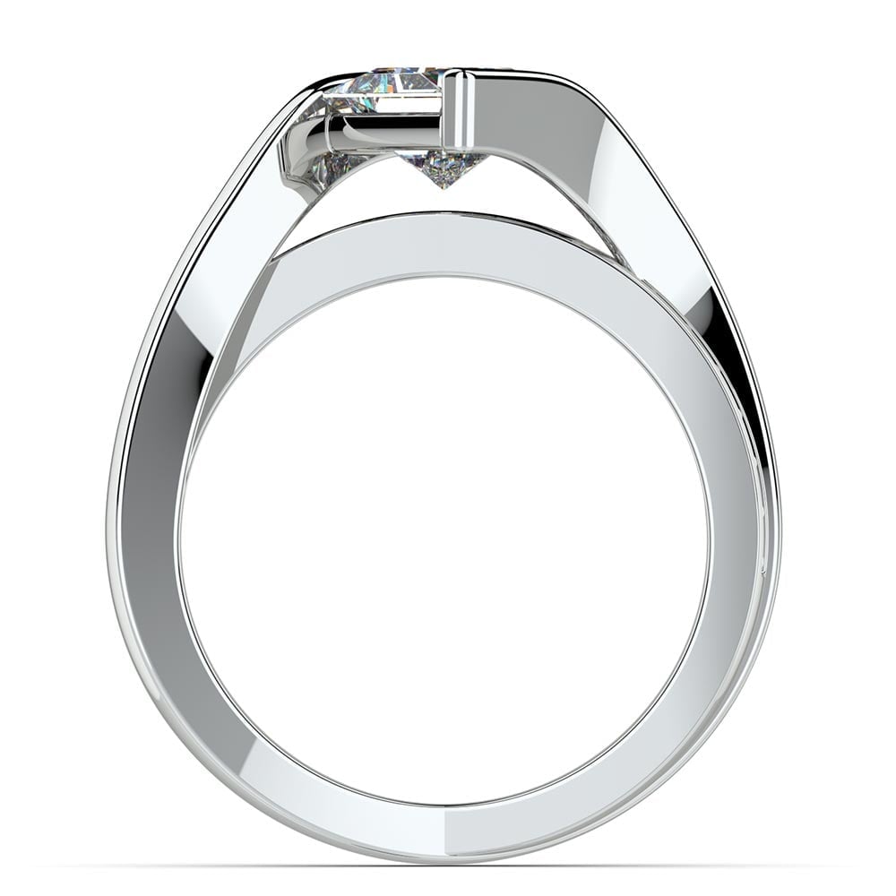 Princess Bezel Diamond Bridge Ring Setting in White Gold | 02