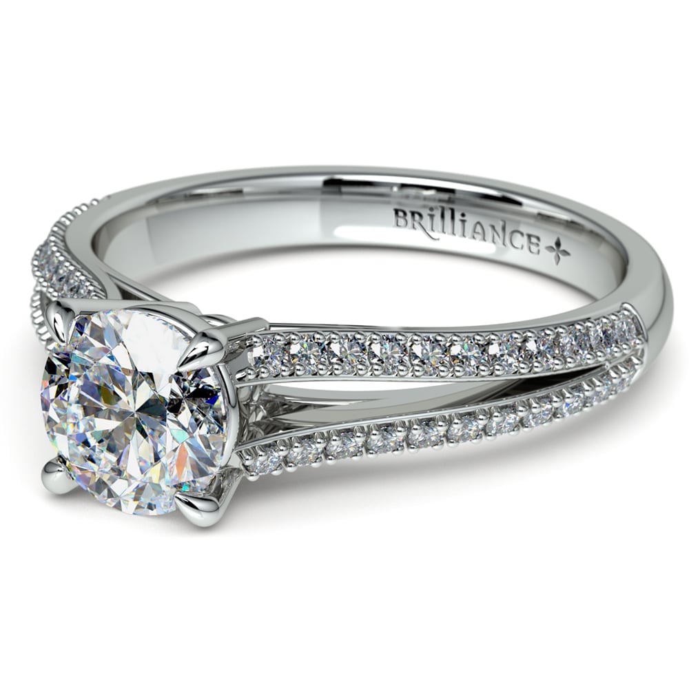 Beautiful Split Shank Diamond Engagement Ring in Platinum | Thumbnail 04