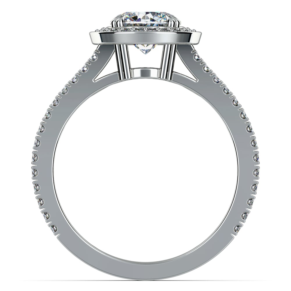 White Gold Split Shank Pave Halo Diamond Engagement Ring Setting | 02
