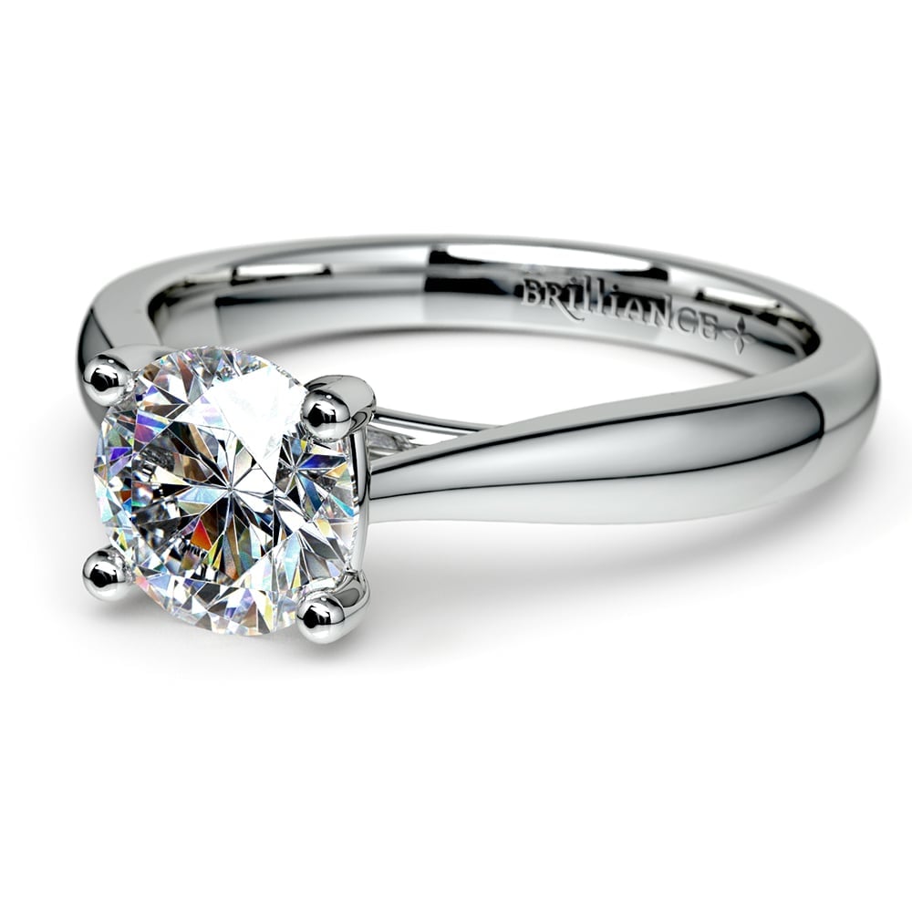 Taper Solitaire Engagement Ring in White Gold | 04