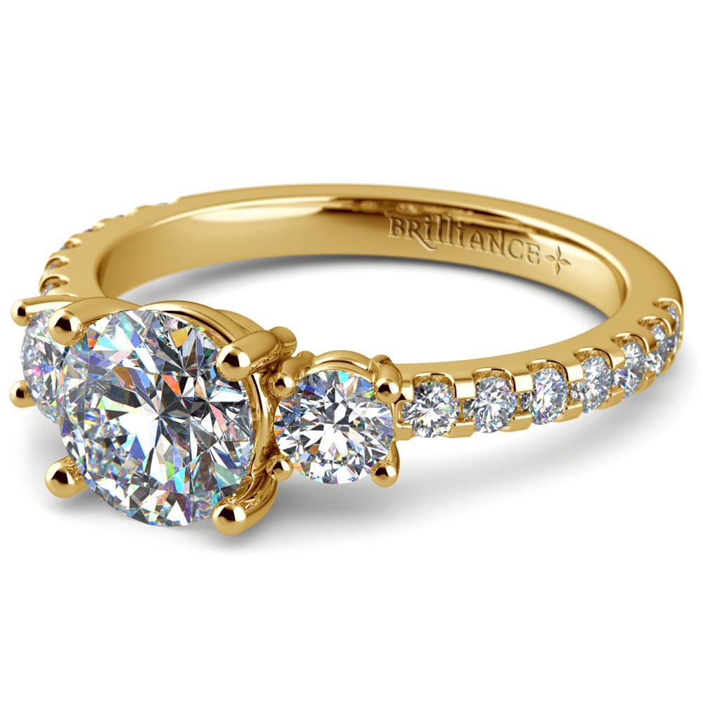 Three Stone Moissanite Ring In Yellow Gold (6.5 mm) | 01