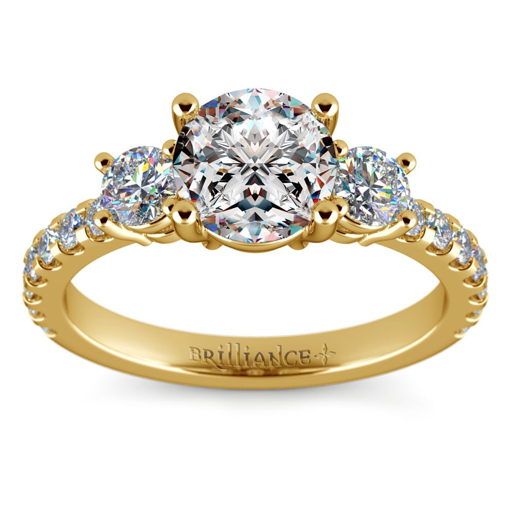 Three Stone Moissanite Ring In Yellow Gold (6.5 mm) | 02