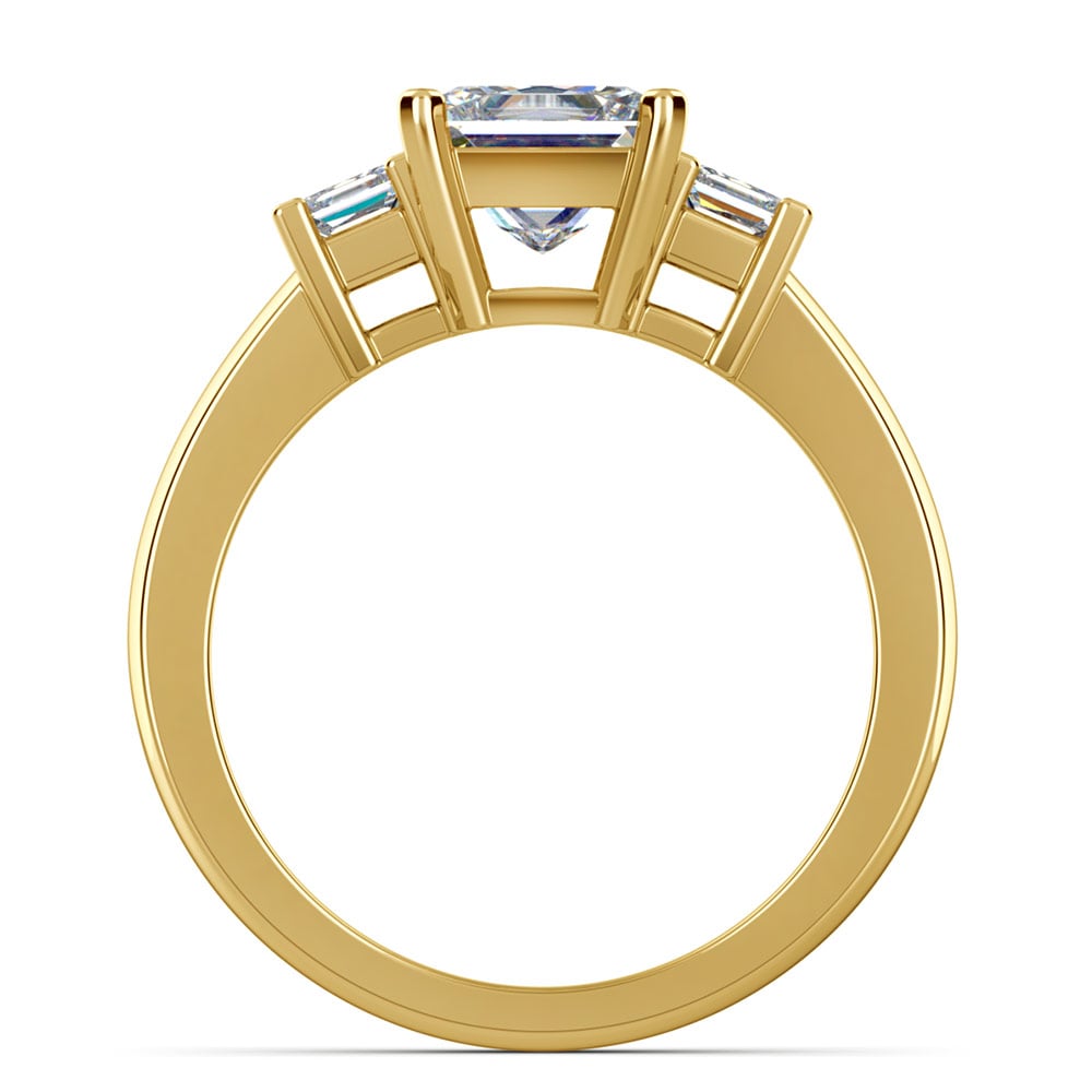 3 Stone Princess Cut Moissanite Ring In Yellow Gold (5 mm) | 04