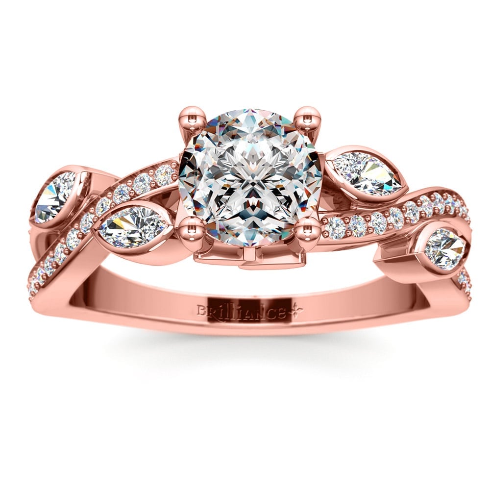 Diamond Leaf Engagement Ring In Rose Gold | Thumbnail 01