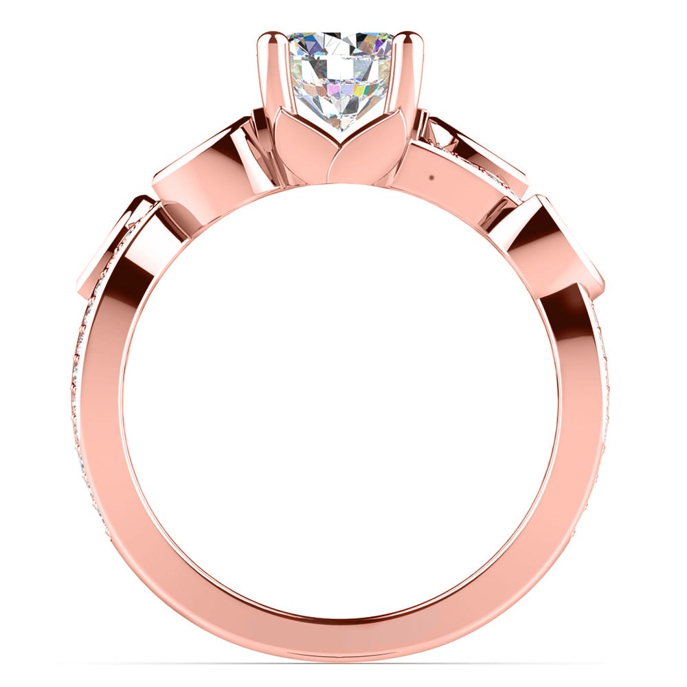 Diamond Leaf Engagement Ring In Rose Gold | Thumbnail 02