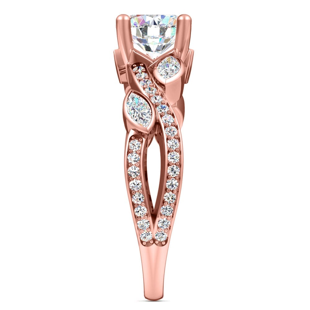 Diamond Leaf Engagement Ring In Rose Gold | 03