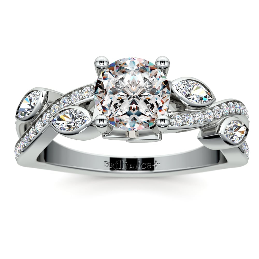 Platinum Diamond Leaf And Vine Engagement Ring Setting | Zoom
