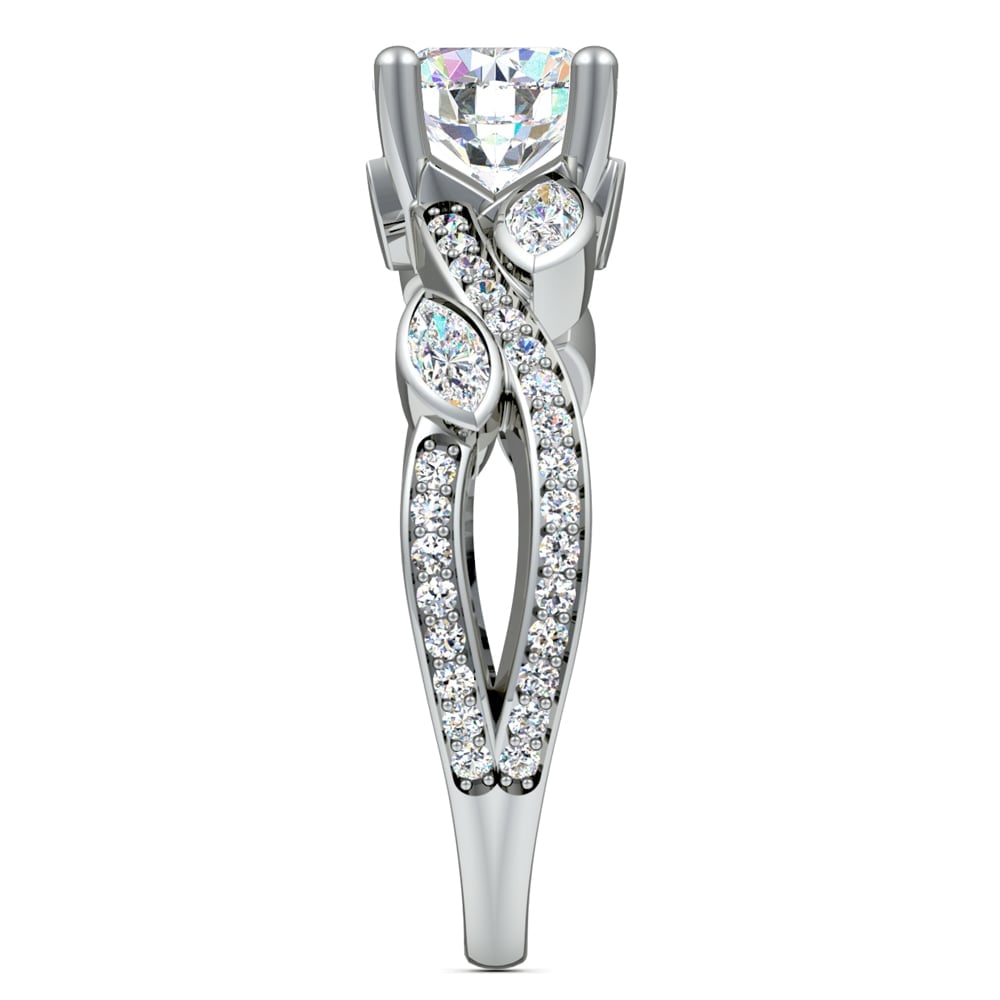 Platinum Diamond Leaf And Vine Engagement Ring Setting | 03