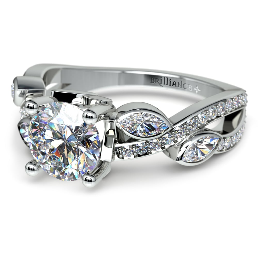 Platinum Diamond Leaf And Vine Engagement Ring Setting | Thumbnail 04