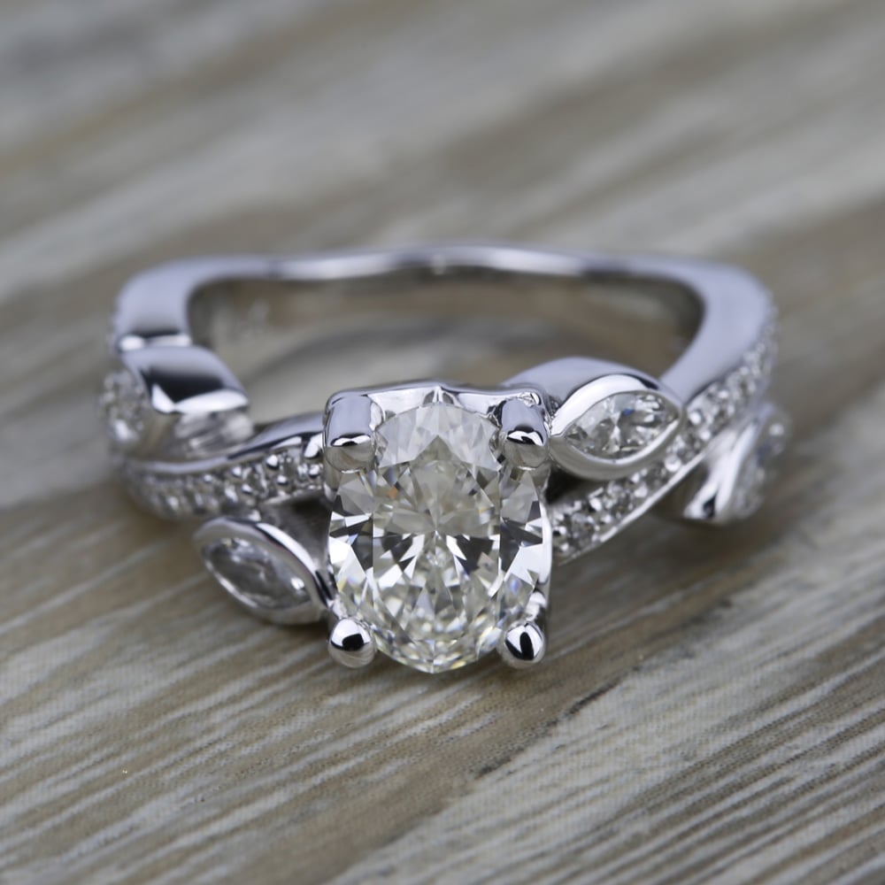 Platinum Diamond Leaf And Vine Engagement Ring Setting | Thumbnail 05