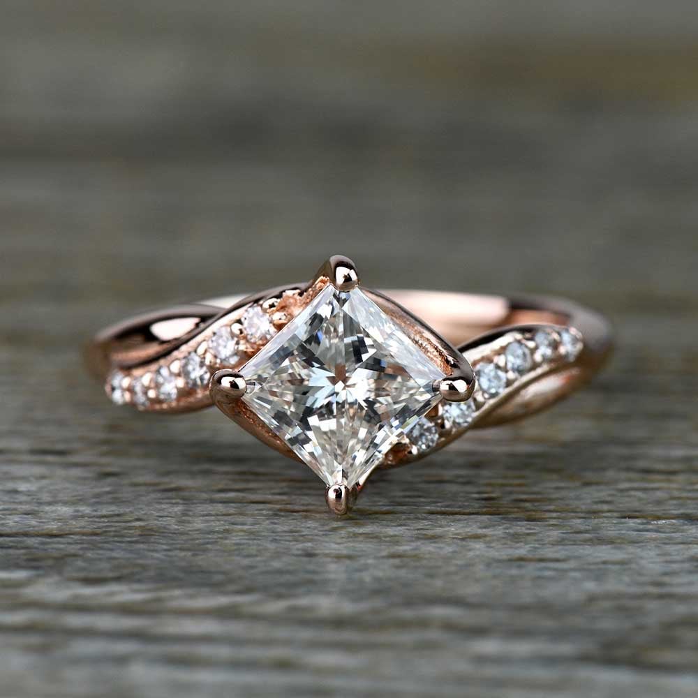 Twisted Diamond Ring Setting In Rose Gold (Vintage Inspired) | 05