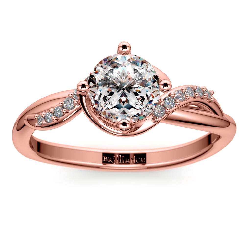 Twisted Diamond Ring Setting In Rose Gold (Vintage Inspired) | 01