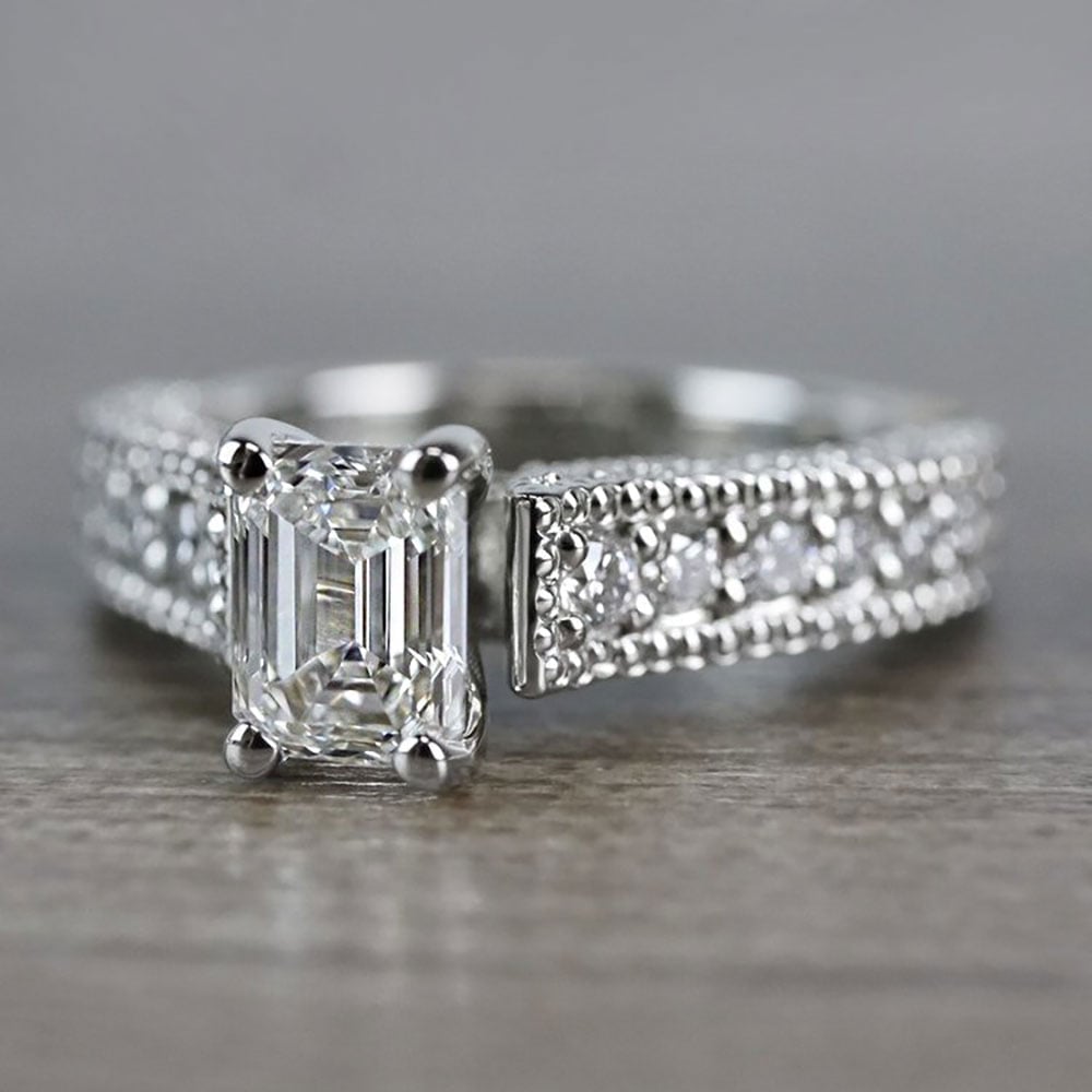Milgrain Diamond Engagement Ring In White Gold | 05
