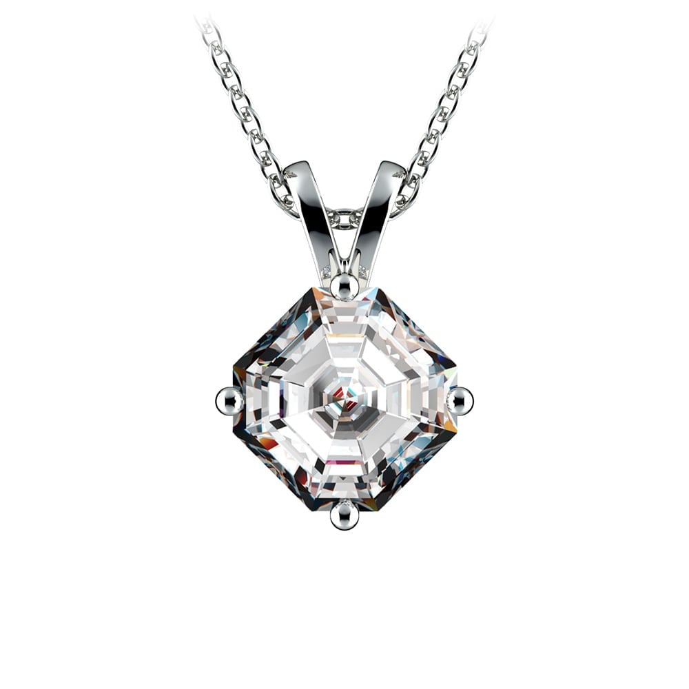 1 1/2 Carat Asscher Cut Pendant Diamond Necklace In Platinum | 01