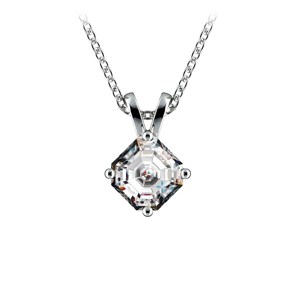 1/2 Carat Asscher Cut Diamond Necklace In Platinum | 01