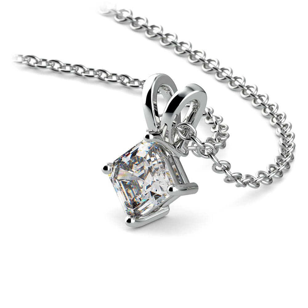 Asscher Cut Diamond Pendant Necklace In Platinum (1/5 ctw) | 03