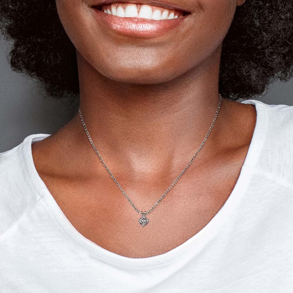 Asscher Cut Diamond Pendant Necklace In Platinum (1/5 ctw) | 04