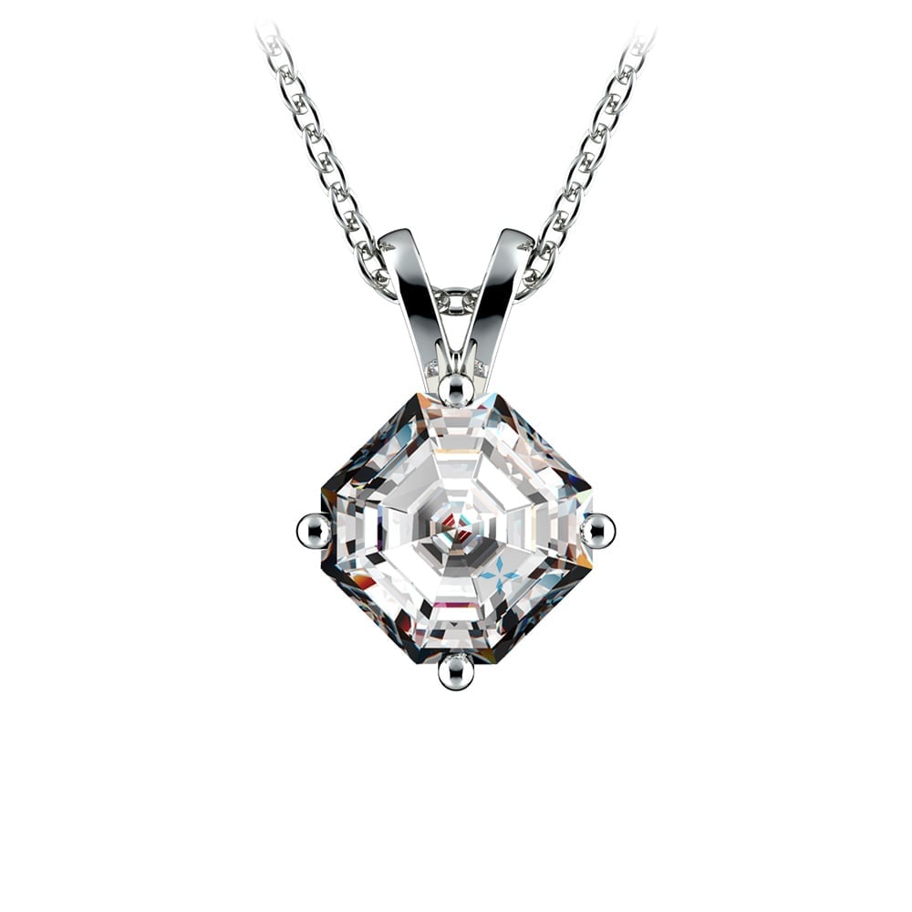 One Carat Asscher Cut Pendant Diamond Necklace In Platinum | 01