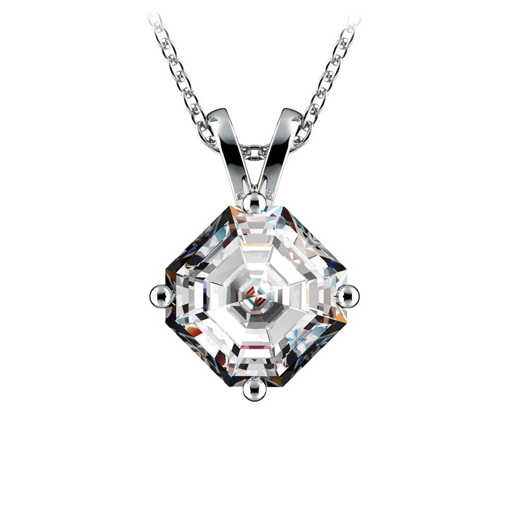 Two Carat Asscher Cut Diamond Pendant Necklace In Platinum | Zoom