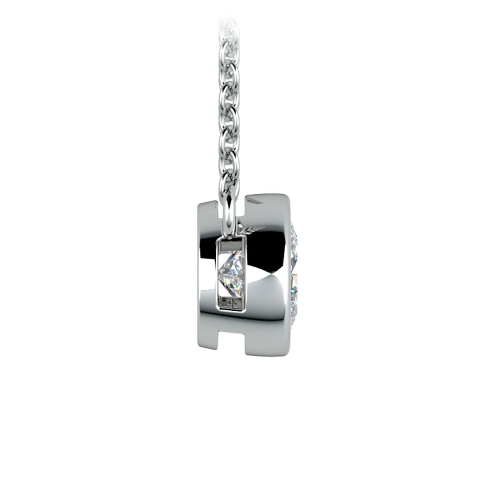 Bezel Set Diamond Solitaire Necklace In Platinum (3/4 Ctw)  | 02
