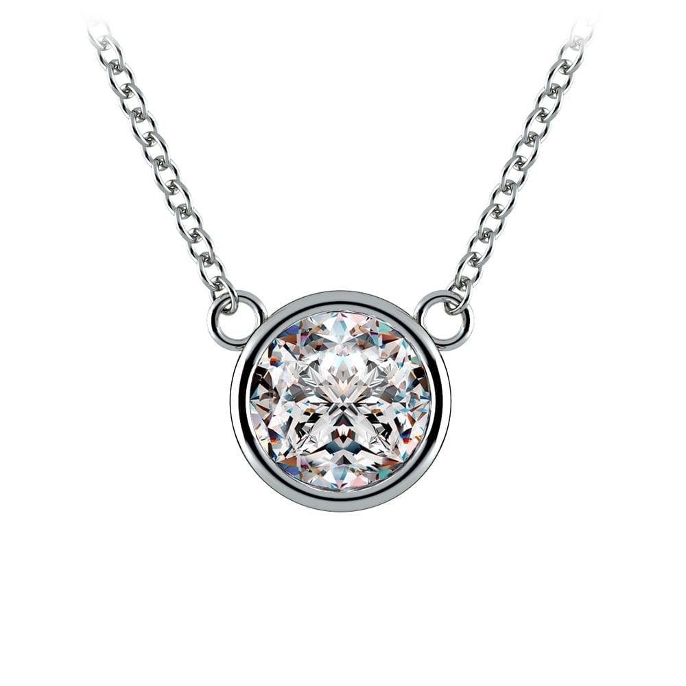 Bezel Set Diamond Necklace In White Gold (1 1/2 Ctw) | 01