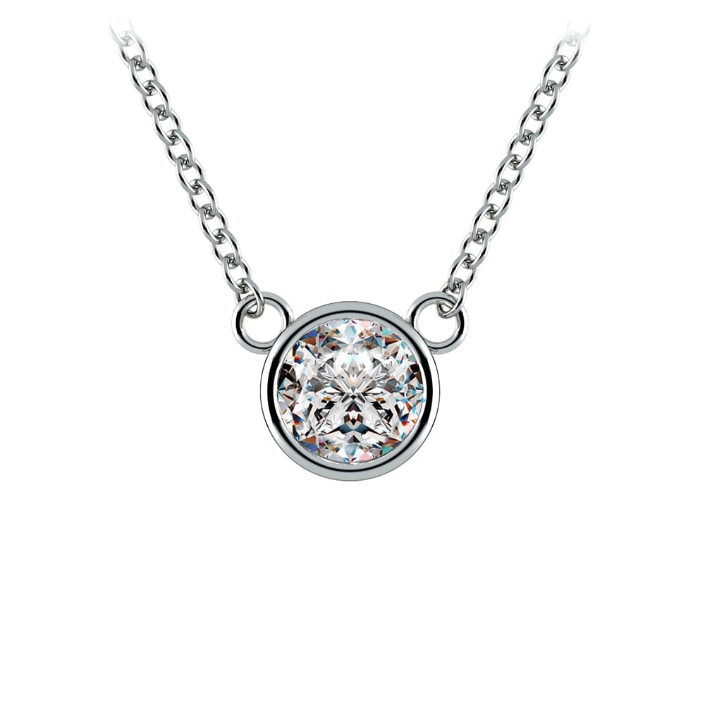 Delicate 1/2 Ctw Bezel Set Diamond Necklace In White Gold | 01