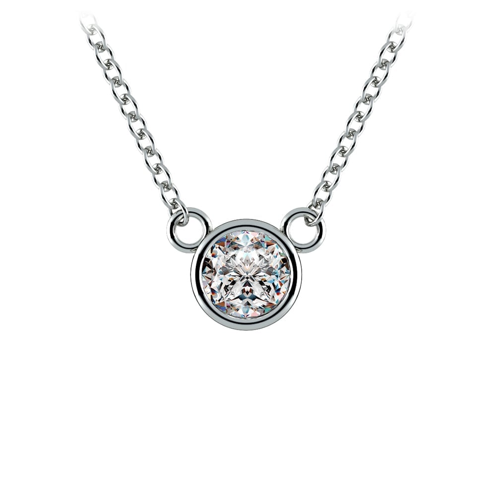1/3 Ctw Bezel Diamond Necklace Pendant In White Gold | 01