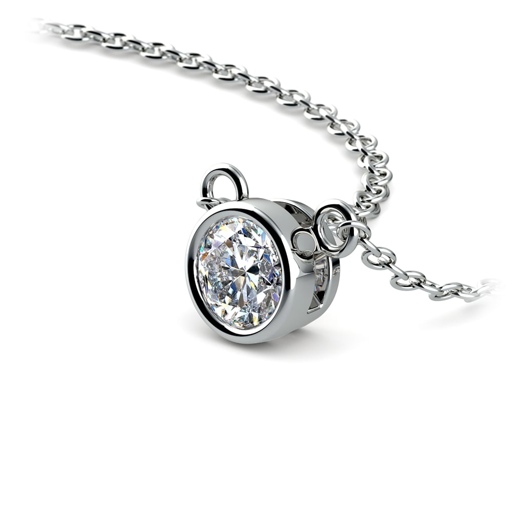 1/3 Ctw Bezel Diamond Necklace Pendant In White Gold | 03