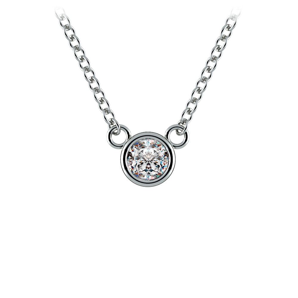 1/5 Ctw Bezel Diamond Solitaire Necklace In White Gold | 01