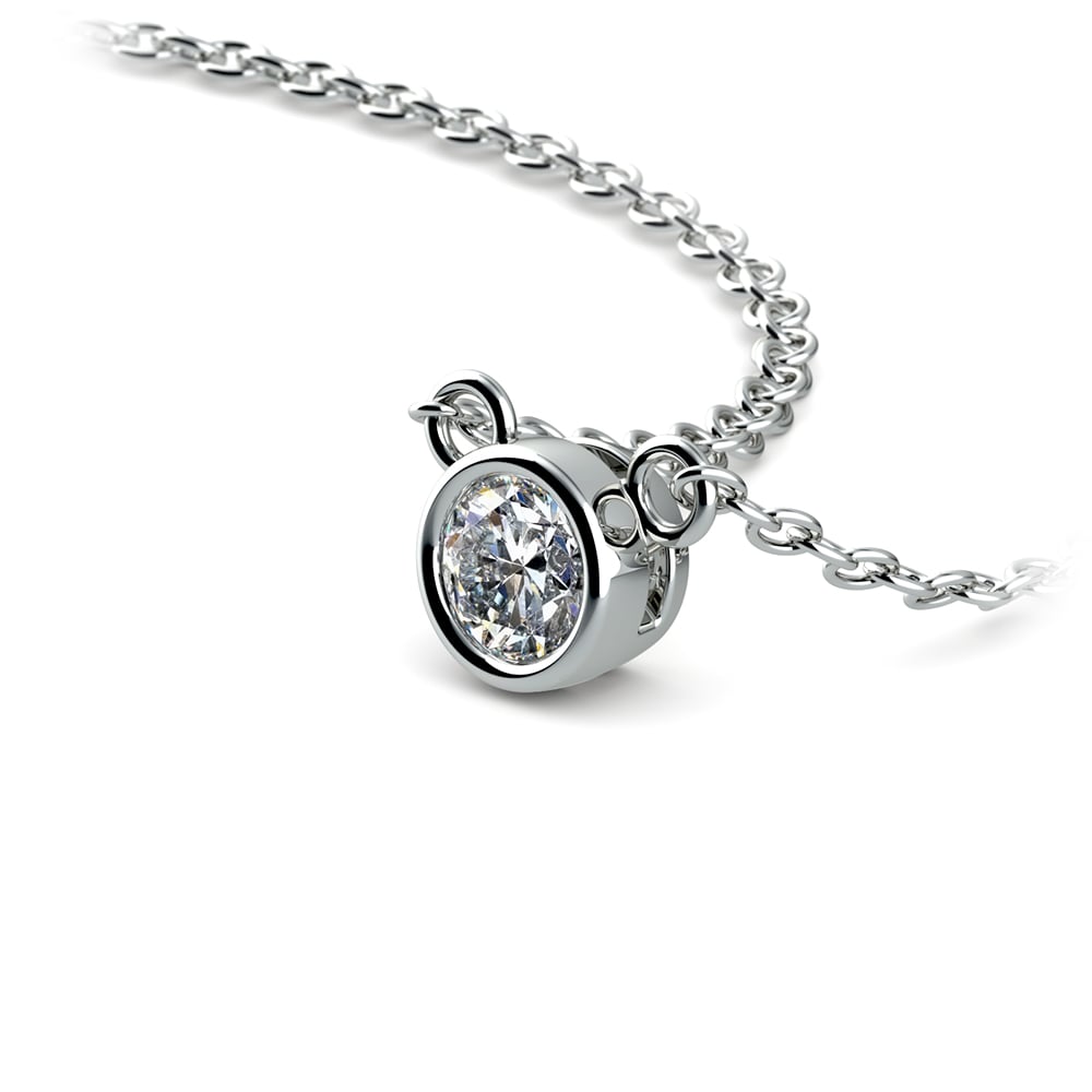 1/5 Ctw Bezel Diamond Solitaire Necklace In White Gold | 03