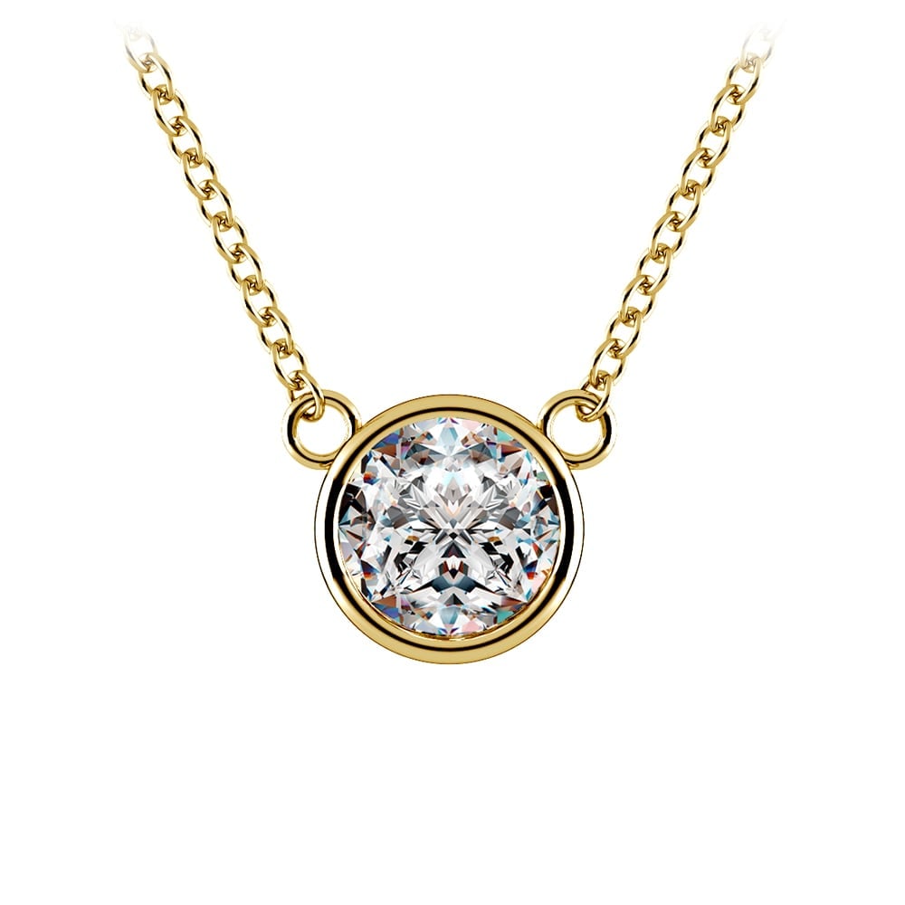 One Carat Bezel Set Diamond Necklace In Yellow Gold | 01