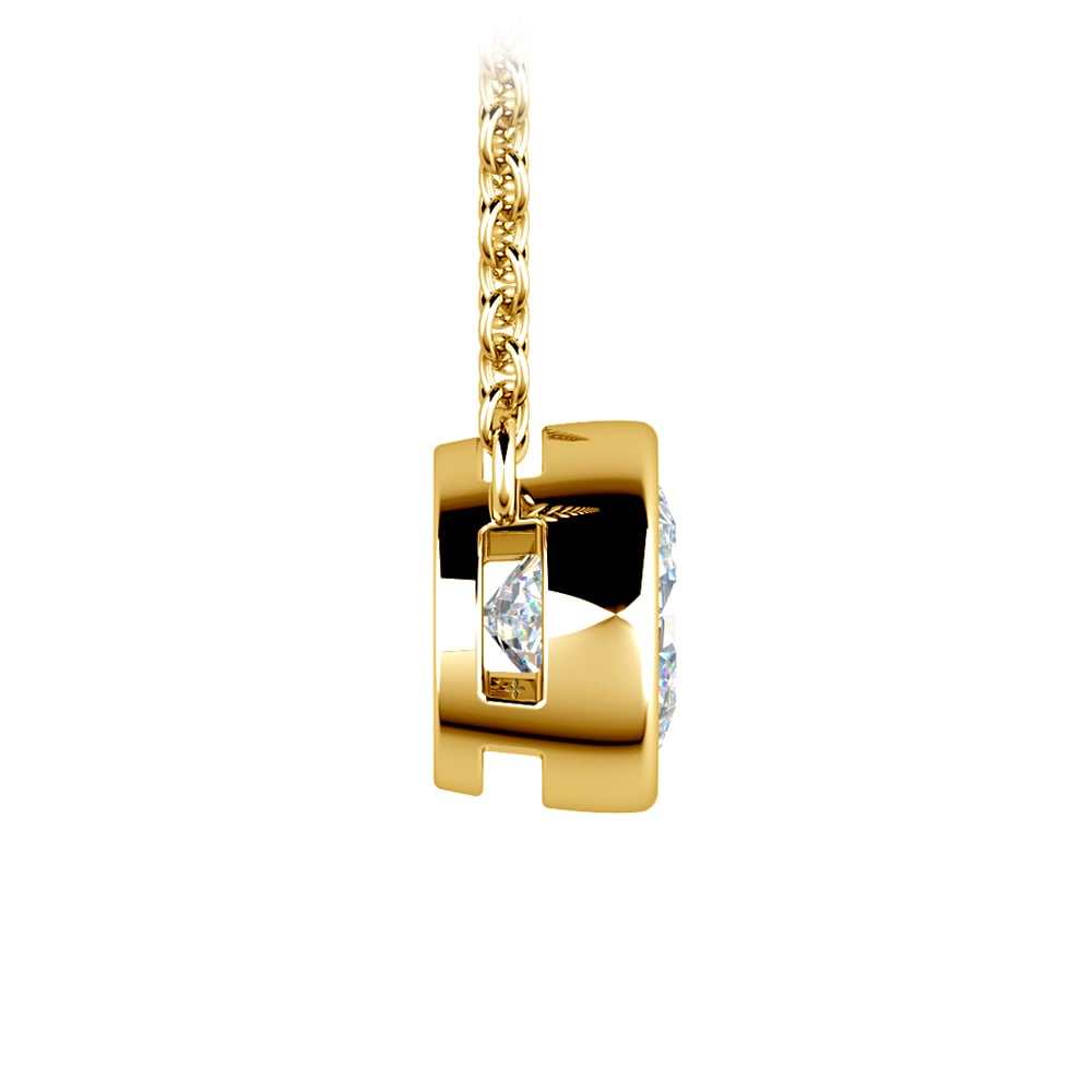 One Carat Bezel Set Diamond Necklace In Yellow Gold | 02