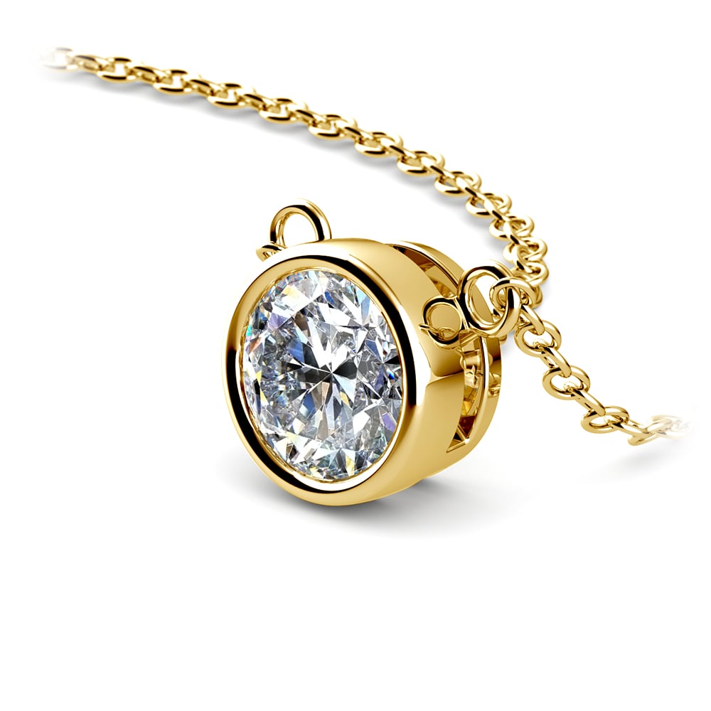 One Carat Bezel Set Diamond Necklace In Yellow Gold | 03