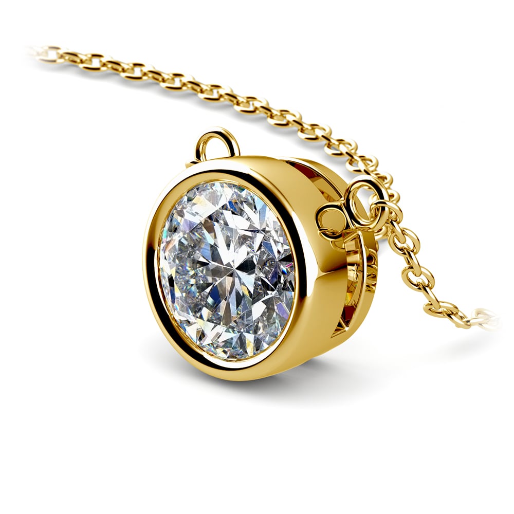 Bezel Diamond Solitaire Pendant in Yellow Gold (2 ctw) | 03