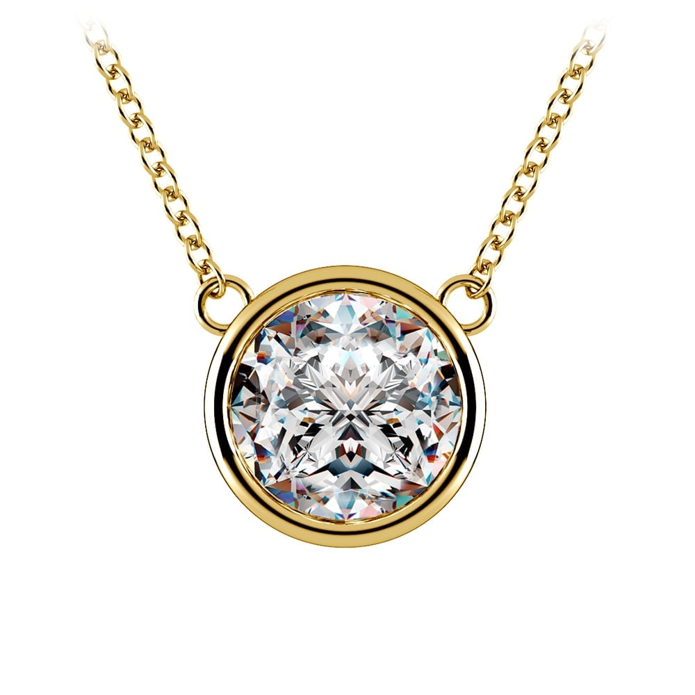 Diamond Bezel Necklace In Yellow Gold (3 Ctw) | 01