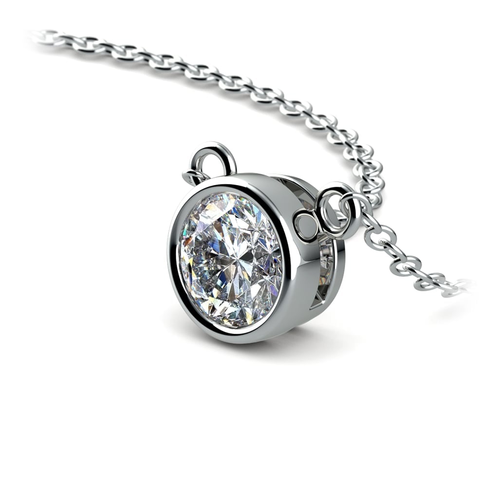 Bezel Set Diamond Solitaire Necklace Setting In Platinum | Thumbnail 01