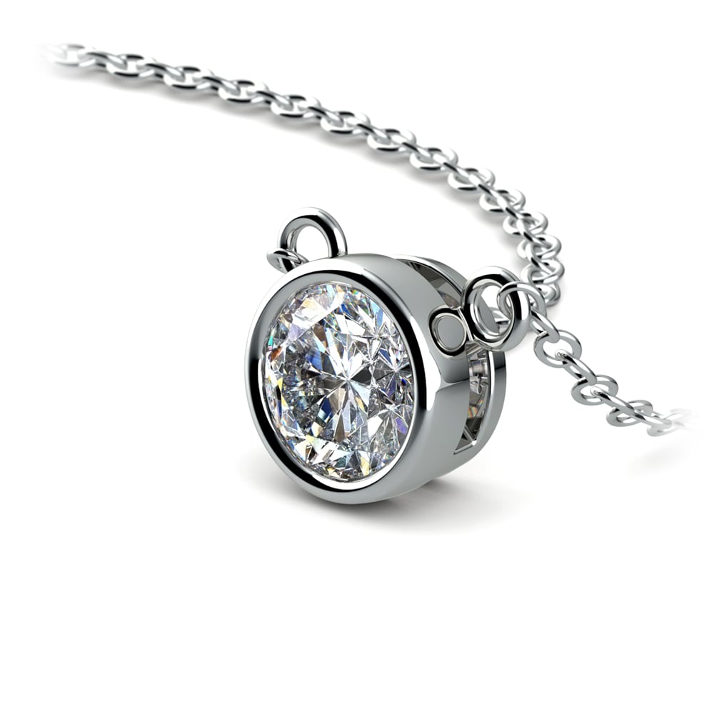 Bezel Set Diamond Solitaire Necklace Setting In White Gold | Thumbnail 01