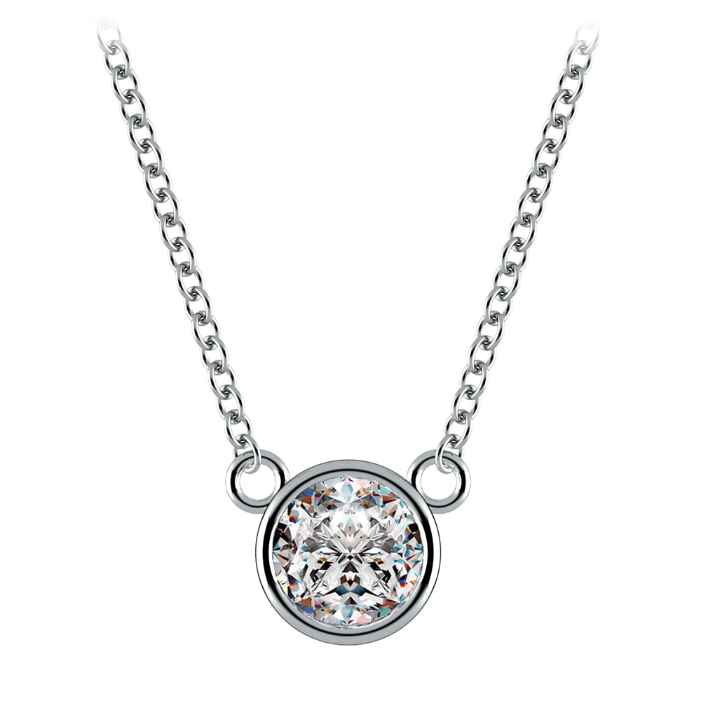 Bezel Set Diamond Solitaire Necklace Setting In White Gold | 02
