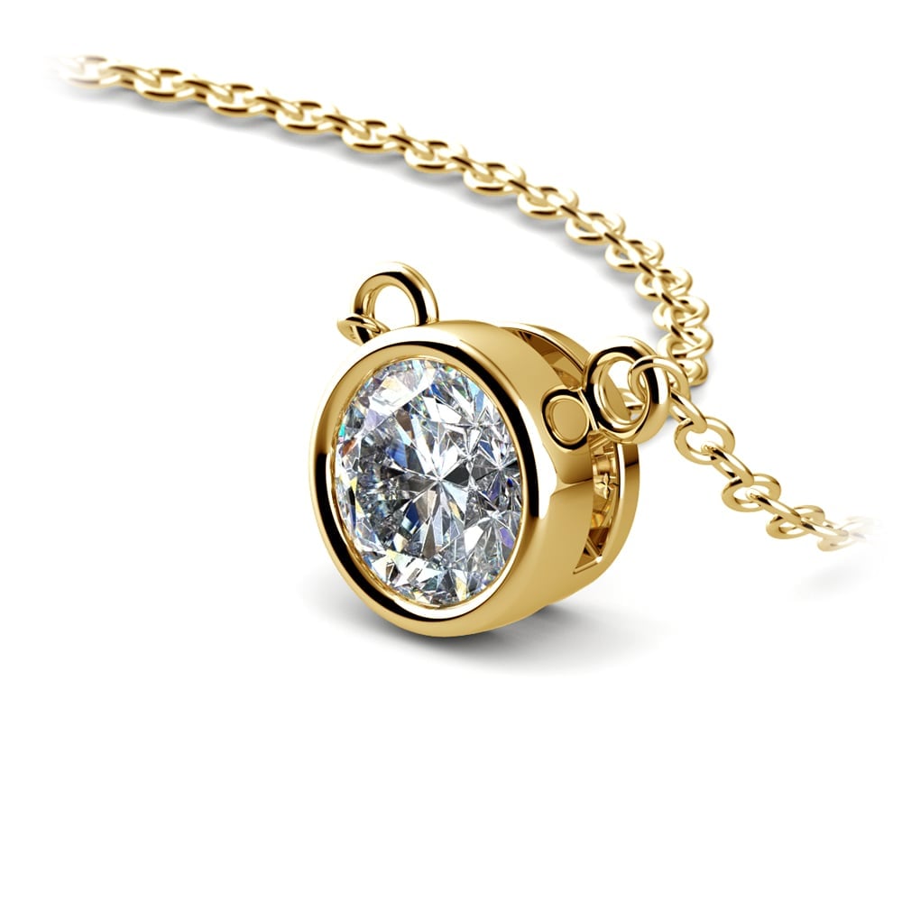 Bold Bezel Set Diamond Solitaire Necklace In Yellow Gold | Zoom