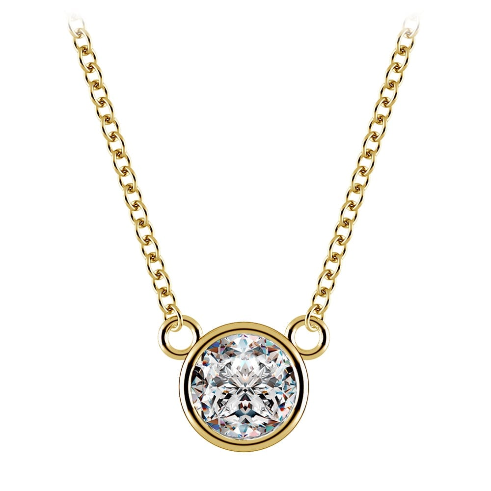 Bold Bezel Set Diamond Solitaire Necklace In Yellow Gold | 02
