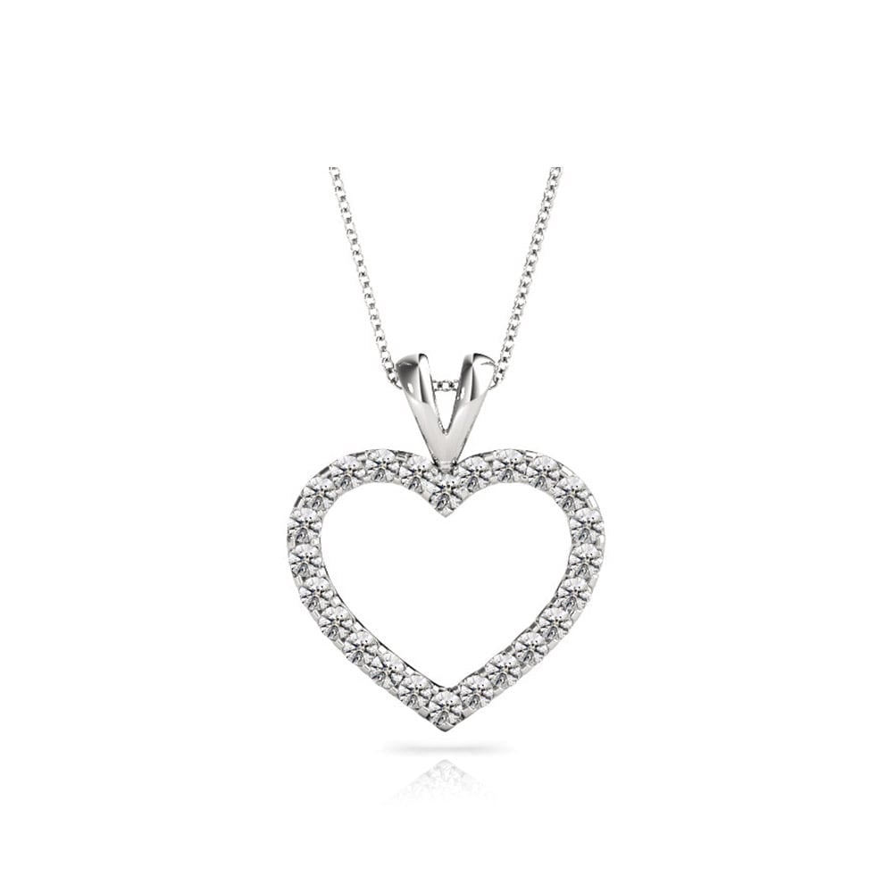 White Gold Heart Pendant Necklace (1 Ctw) | 01