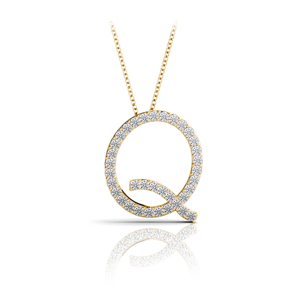 Diamond Initial Necklace - Q | 04